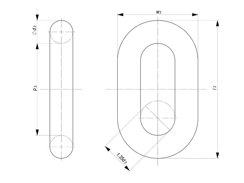 STDR-0022-Enlarged Studless Link - Product Drawing