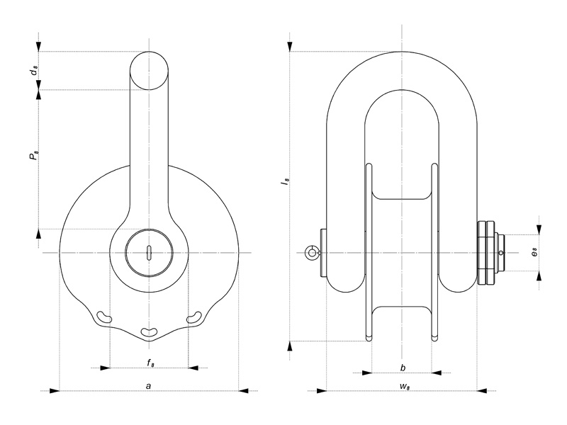 STDR-1102-LTM D End Shackle with Rope Thimble - Product Drawing